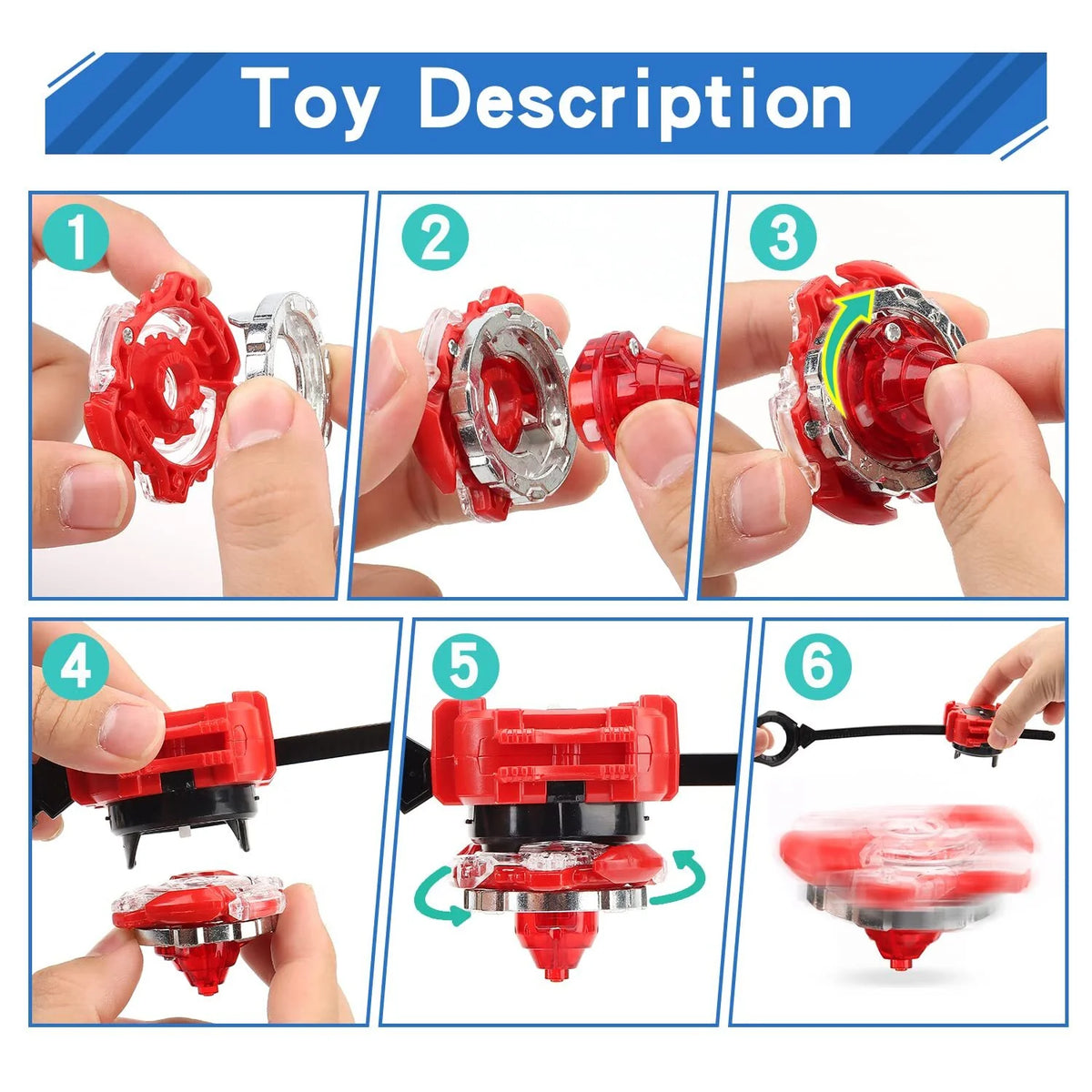 Bey Battling Top Burst Gyro Toy Set, 12 Spinning Tops 3 Launchers 1 Grip G357