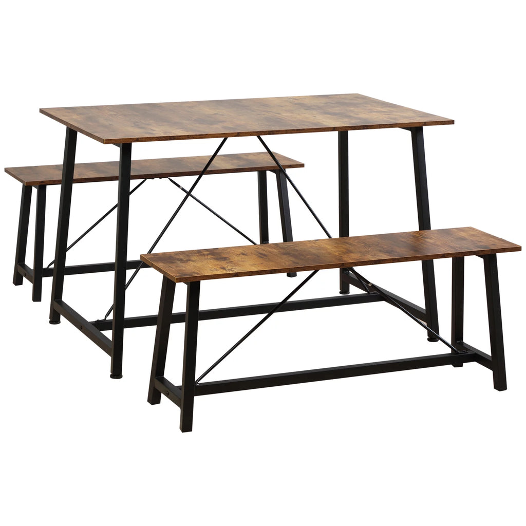 3-Piece Dining Table Set with Two Benches H958223