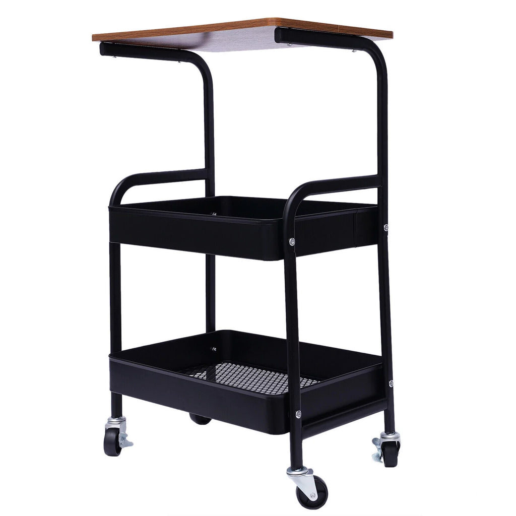 3 Tier Mobile Laptop Printer Cart Rolling Computer Stand Q9316