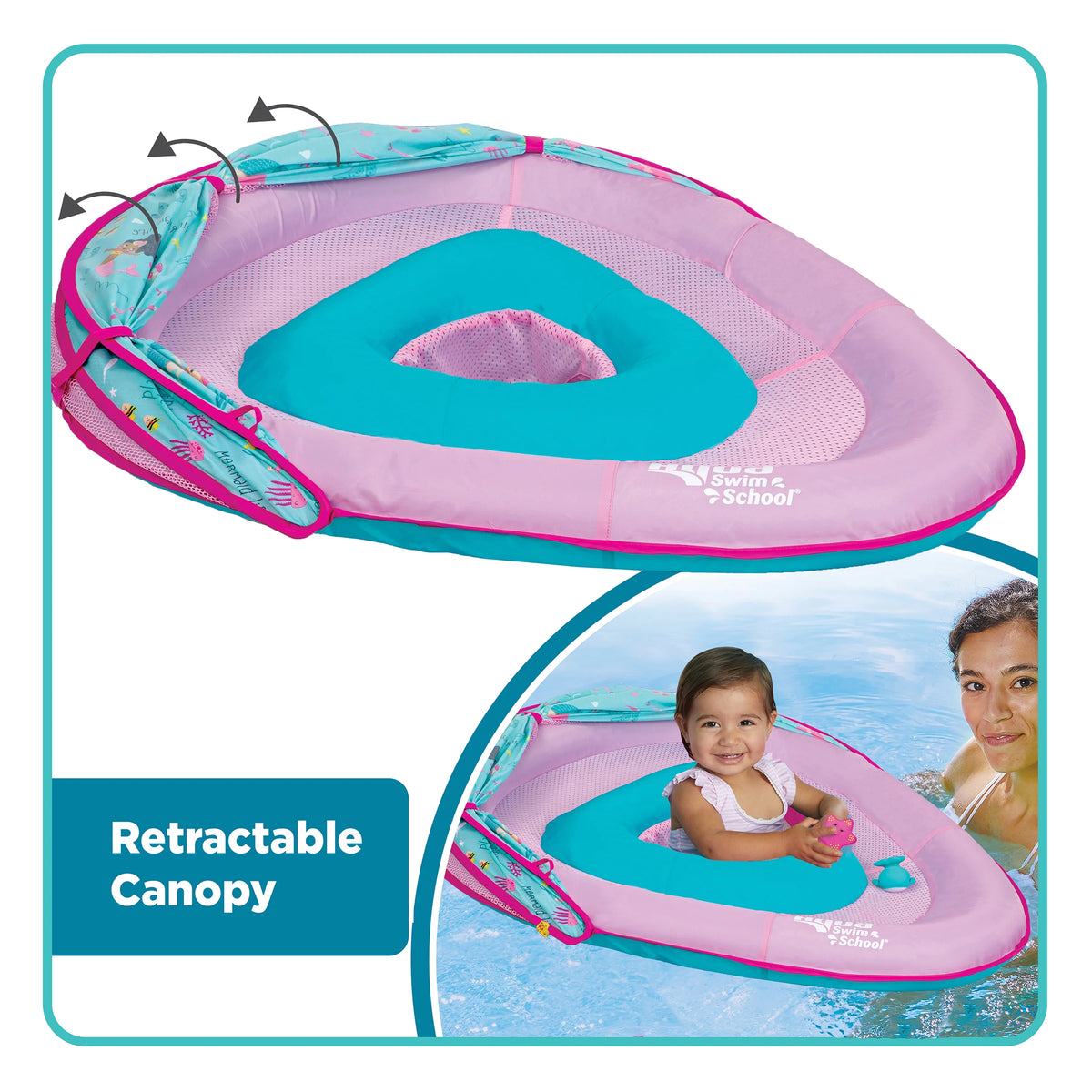 Pink Baby Pool Float Boat with 2 Toys P4141