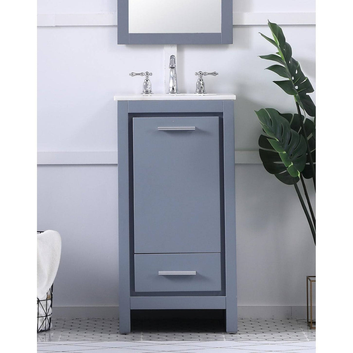 White 18 inch Bathroom Vanity Cabinet Set with Marble Top M79223