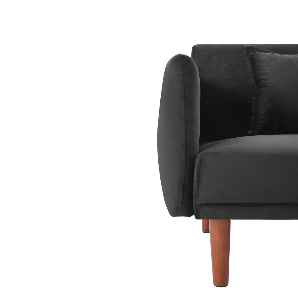 Black Velvet Convertible Sofa Bed P6172