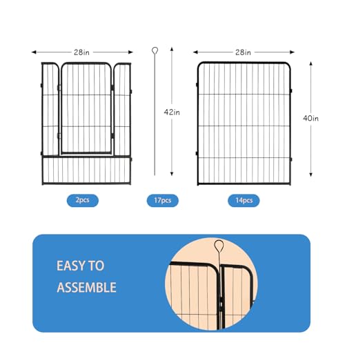 40 in Black Metal 8 Panel Dog Playpen with Gate G66930