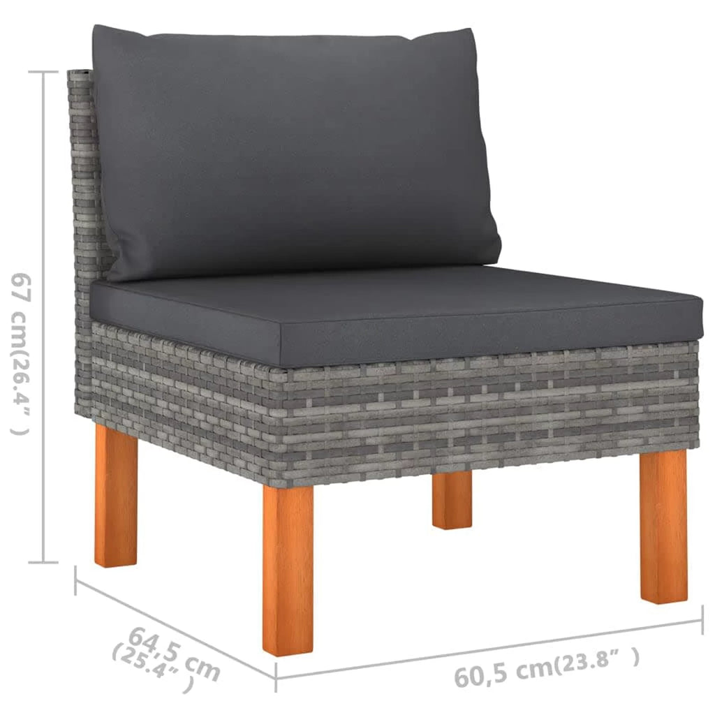 6 Piece Patio Set with Cushions Poly Rattan Gray Q888