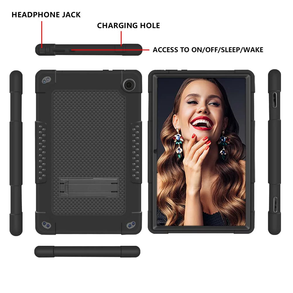 Black Heavy Duty Tablet Case with Kickstand and Shoulder Strap F855736