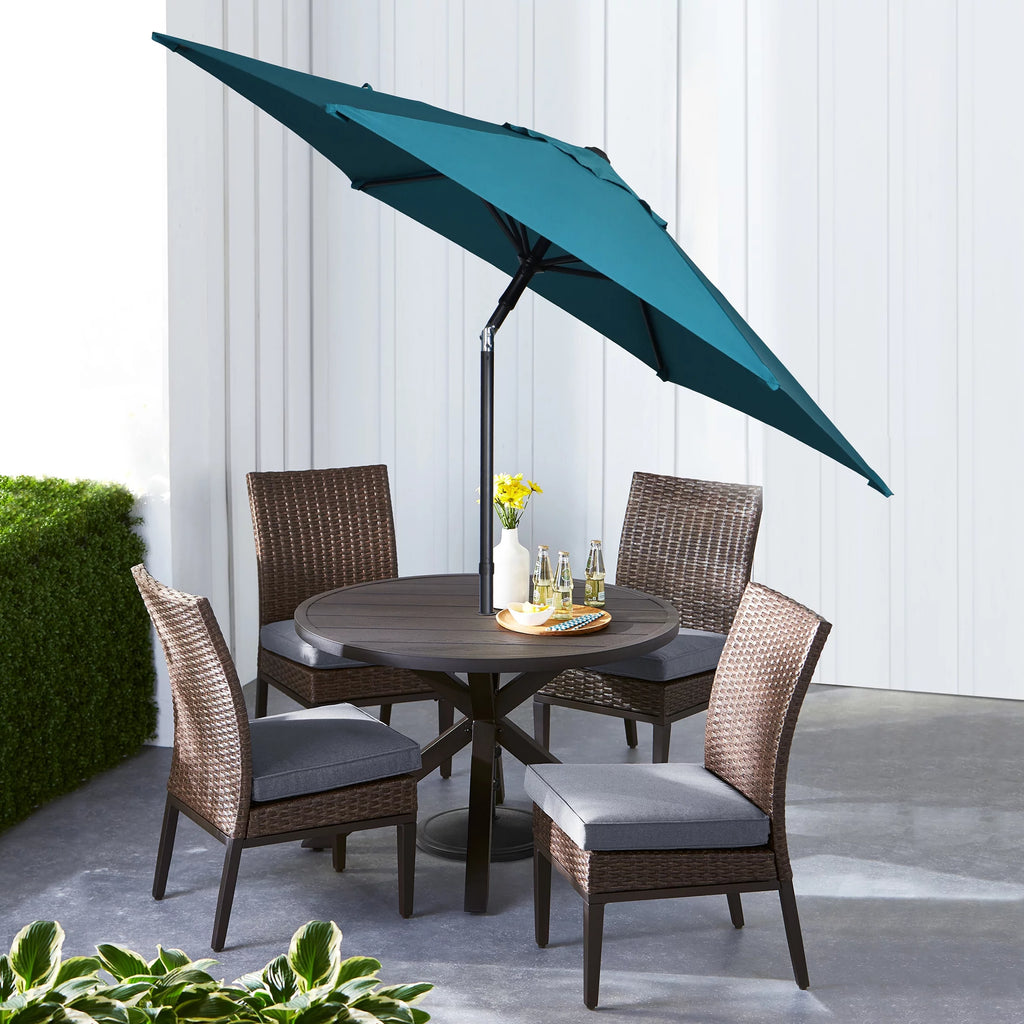 7.5 Foot Round Market Umbrella Black & White Cabana Stripe F62834