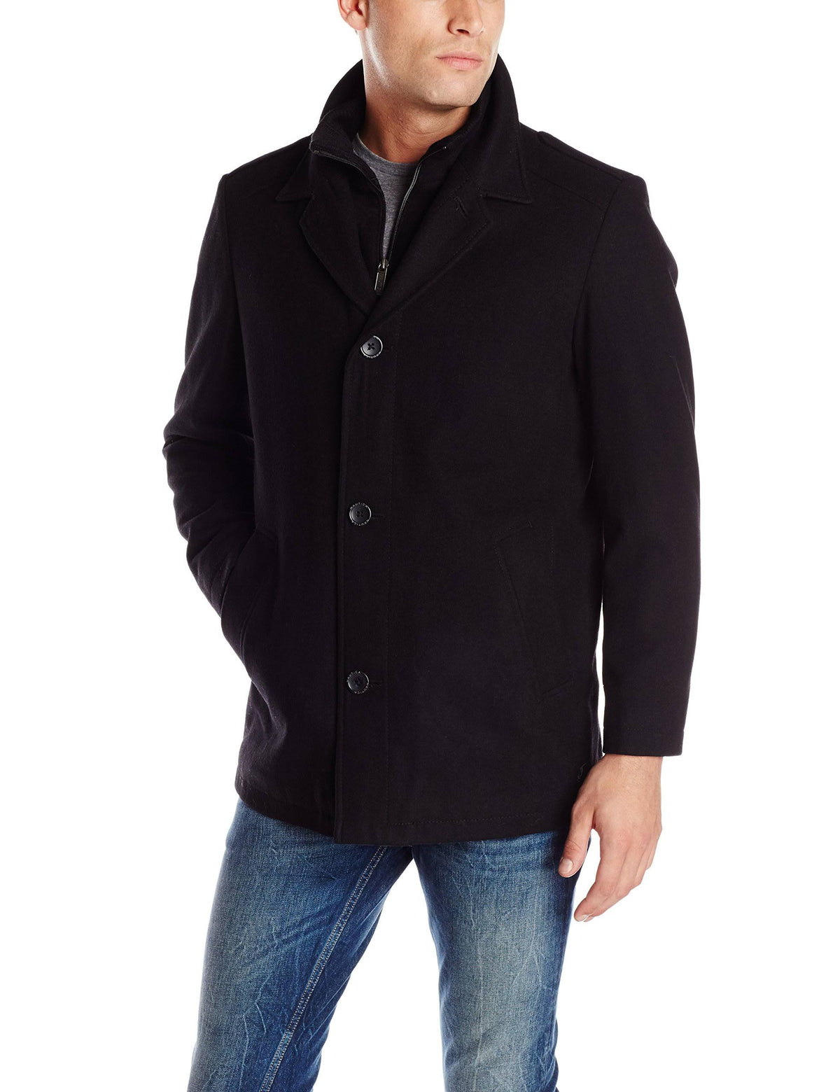 Black Single Breasted Coat Size Large Y784