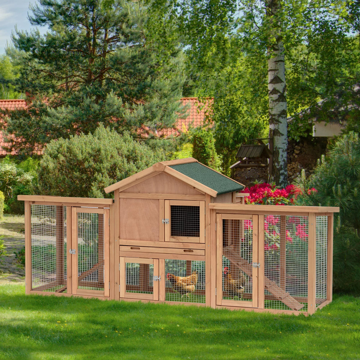 80" Wooden Chicken Coop with Nesting Box I4184