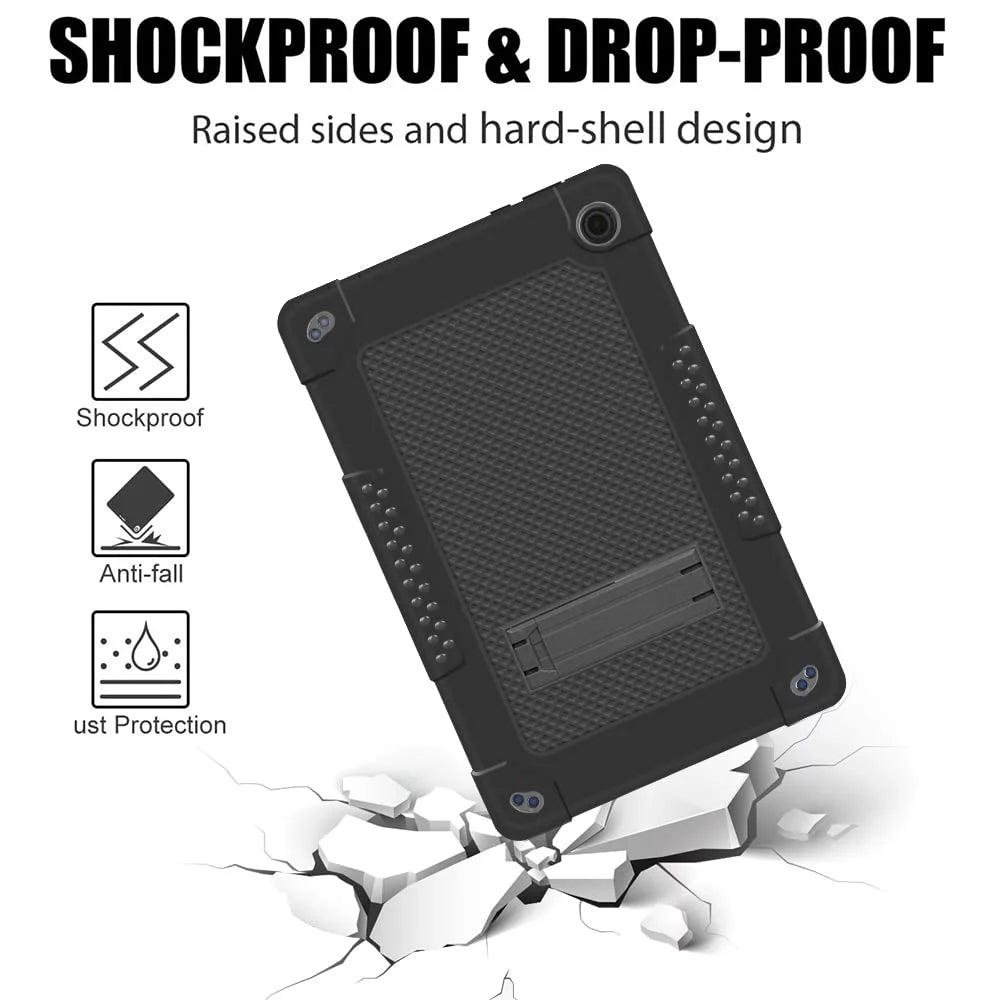Black Heavy Duty Tablet Case with Kickstand and Shoulder Strap F855736