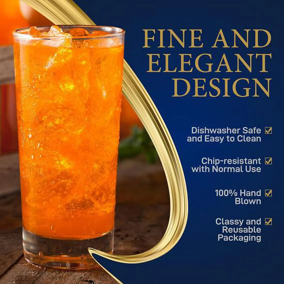Set of 2 Clear Highball Drinking Glasses K39329