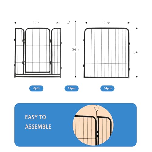 40 in Black Metal 8 Panel Dog Playpen with Gate G66930