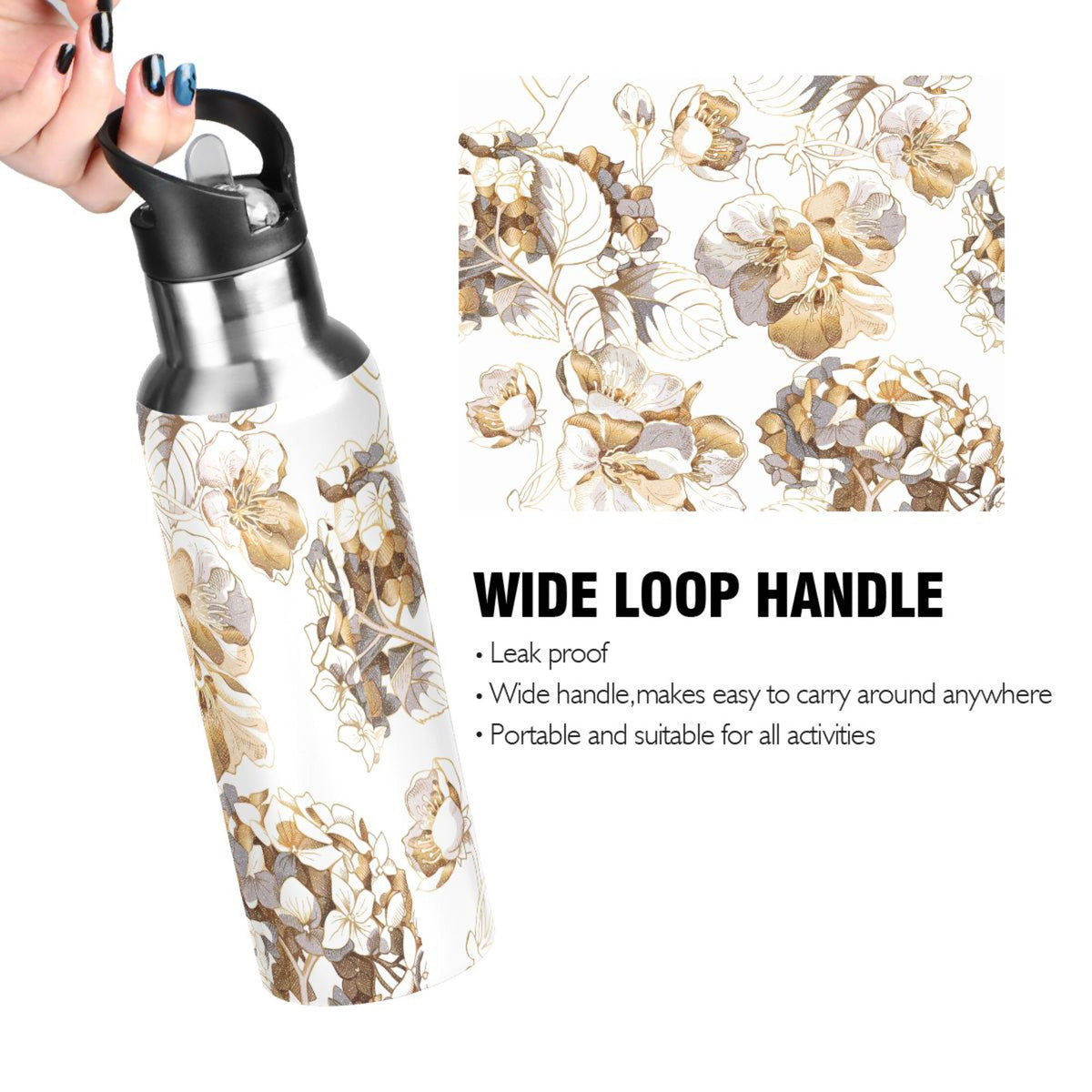 Stainless Steel Insulated Thermos Vacuum Flask with Straw Lid V661711