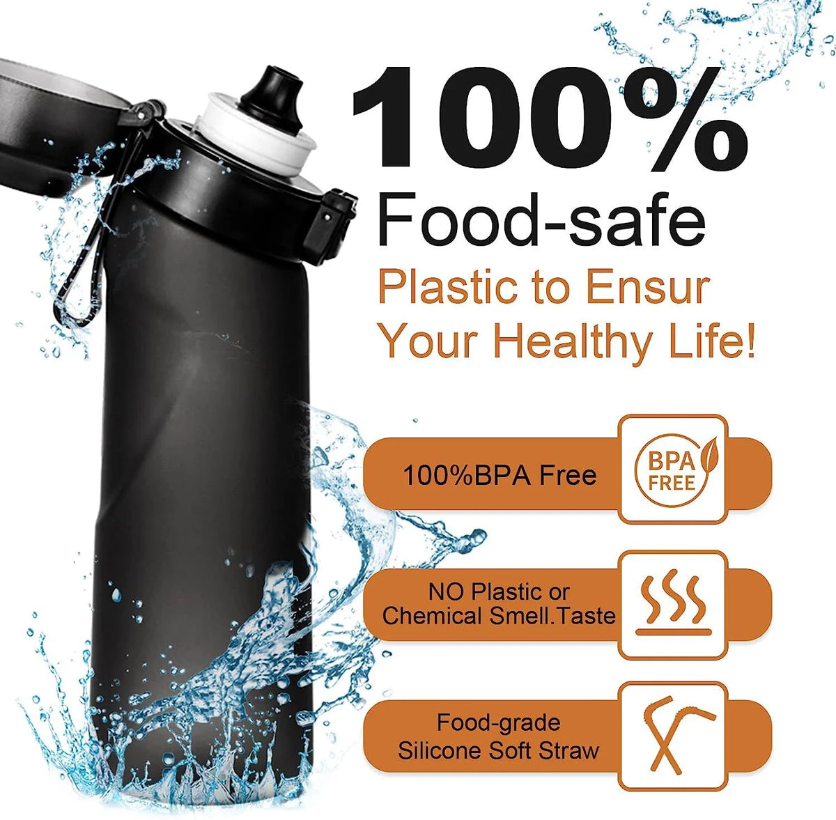650ML Black Water Bottle with 7 Flavour Pods Y984903