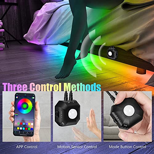 Motion Activated Under Bed Light Strips, 2x9.8ft RGB LED Light Strip with App Control E69490