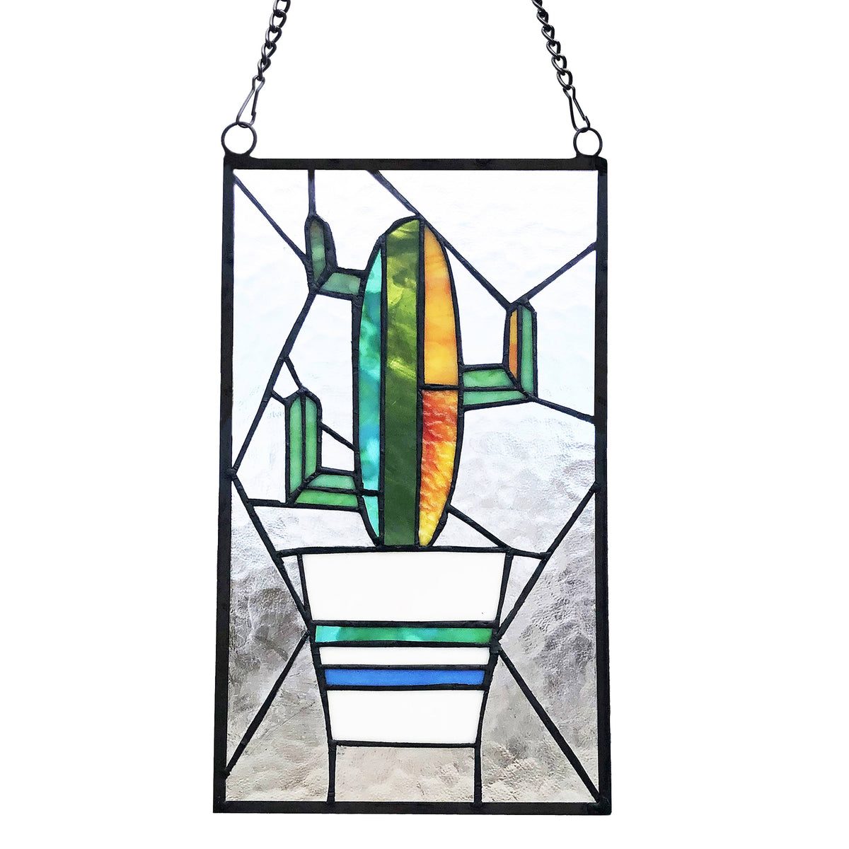 Prickly Pear Cactus Glass Window Panel J9546